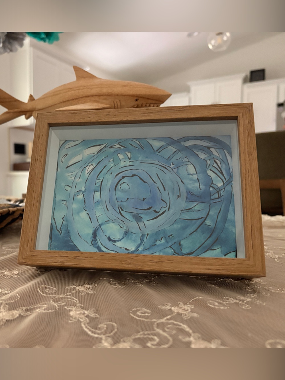 Abstract Blue Swirl Framed Artwork